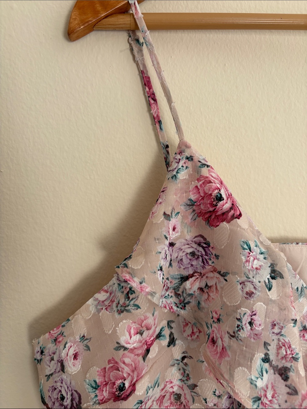 Express Pink Floral Ruffle Maxi Dress on Cream - Picture 4 of 5